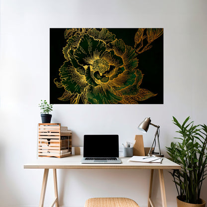 Poster orizzontale staccabile e attaccabile MIDNIGHT FLORAL GLIMMER