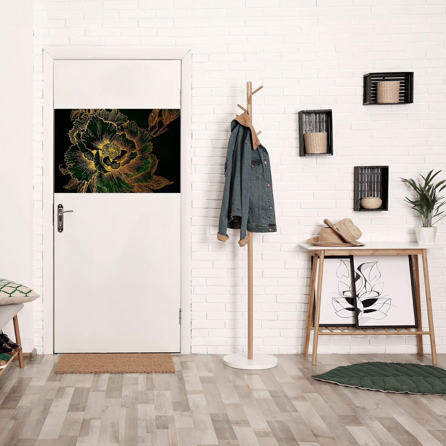 Poster orizzontale staccabile e attaccabile MIDNIGHT FLORAL GLIMMER