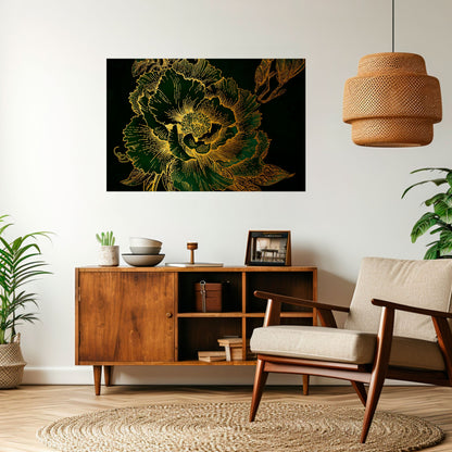Poster orizzontale staccabile e attaccabile MIDNIGHT FLORAL GLIMMER