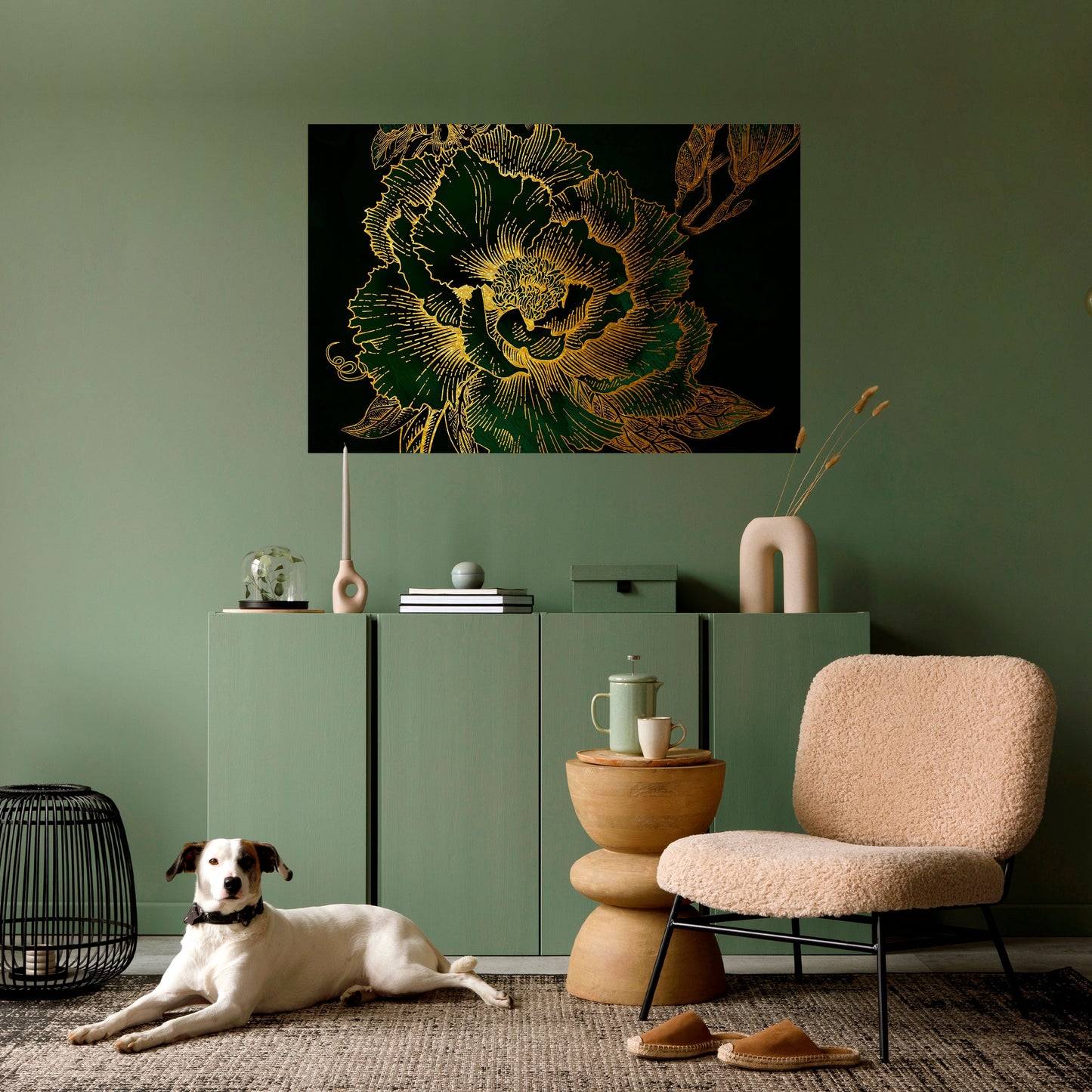 Poster orizzontale staccabile e attaccabile MIDNIGHT FLORAL GLIMMER