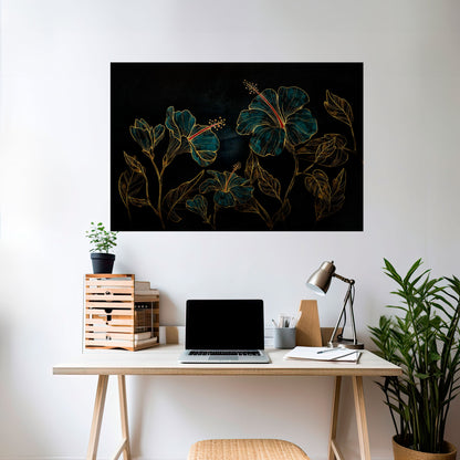 Poster orizzontale staccabile e attaccabile EMBERED BLOOM