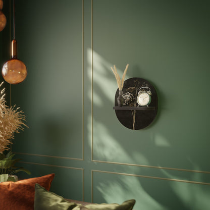 MEADOW MEMORIES Oval Art Shelf In Black Finish