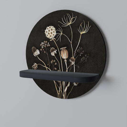 MEADOW SHADES Round Art Shelf In Black Finish