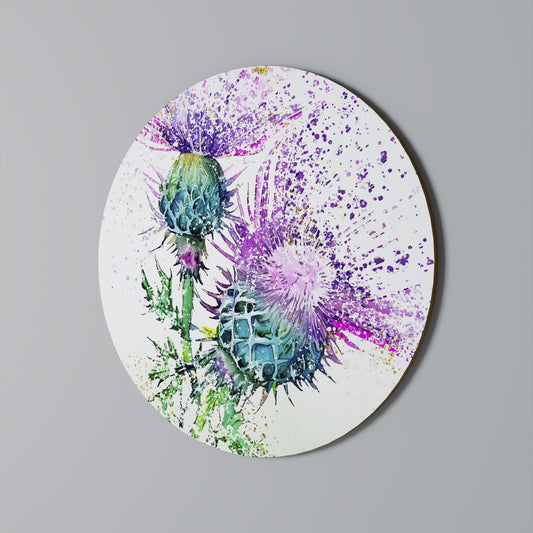 Arte murale rotonda con danza colorata del cardo