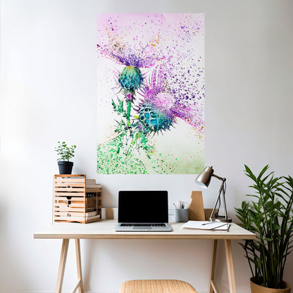 Poster verticale staccabile e attaccabile con la danza del cardo colorato