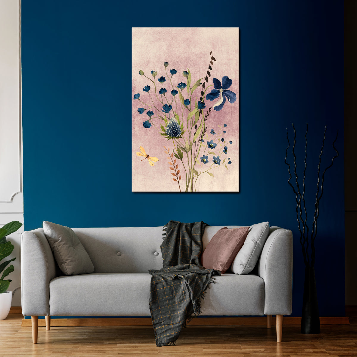 CORNFLOWER REVERIE Stampa su tela verticale
