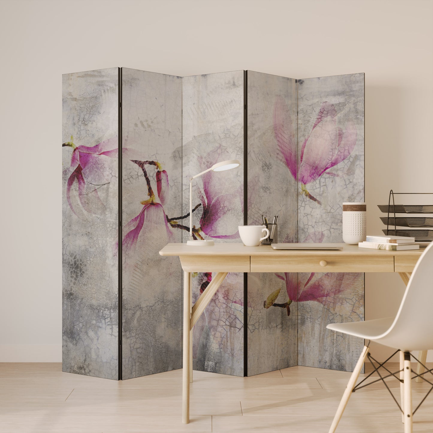 Divisorio decorativo per ambienti a 5 pannelli ASTONISHING MAGNOLIA