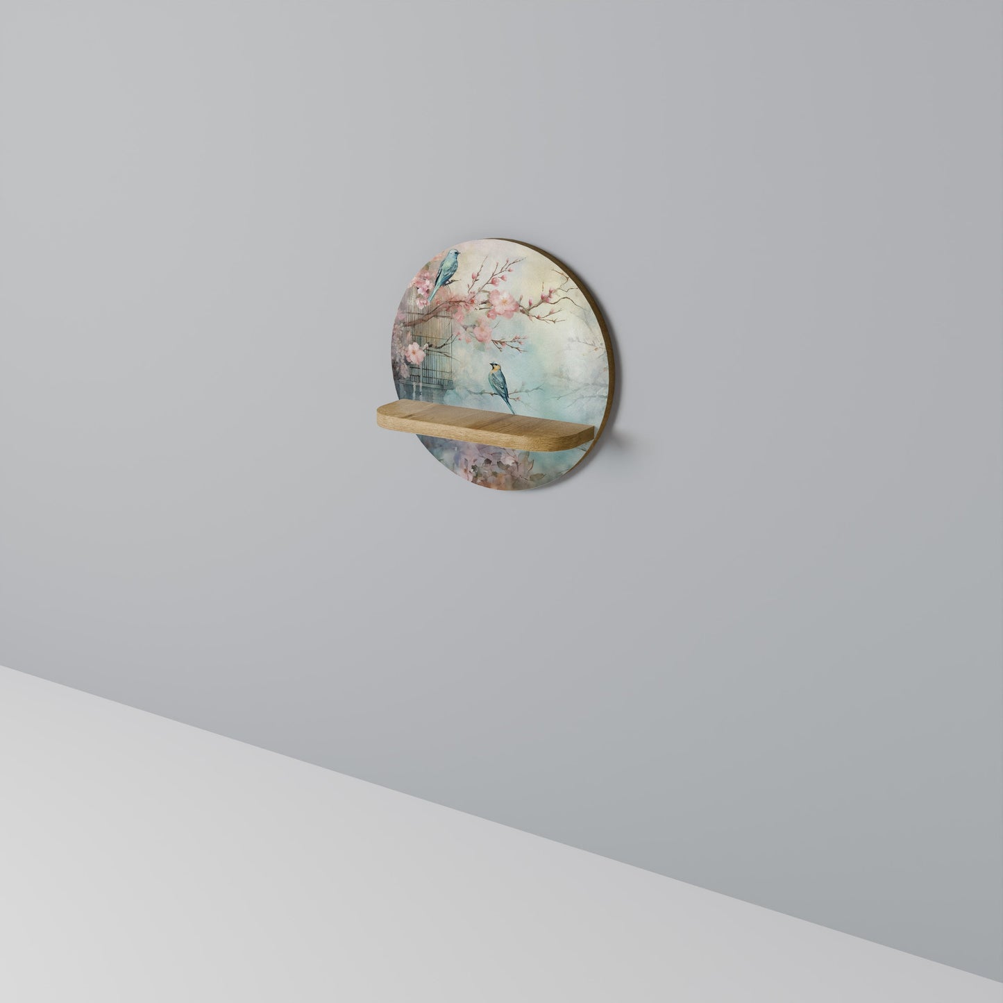 Mensola rotonda CHERRY BIRDSONG in effetto rovere