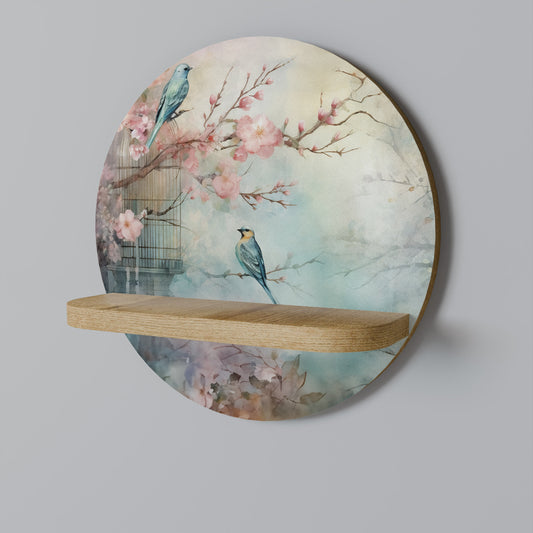 Mensola rotonda CHERRY BIRDSONG in effetto rovere