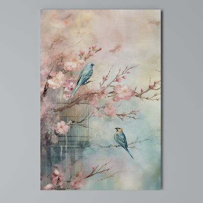 CHERRY BIRDSONG Stampa su Tela Verticale