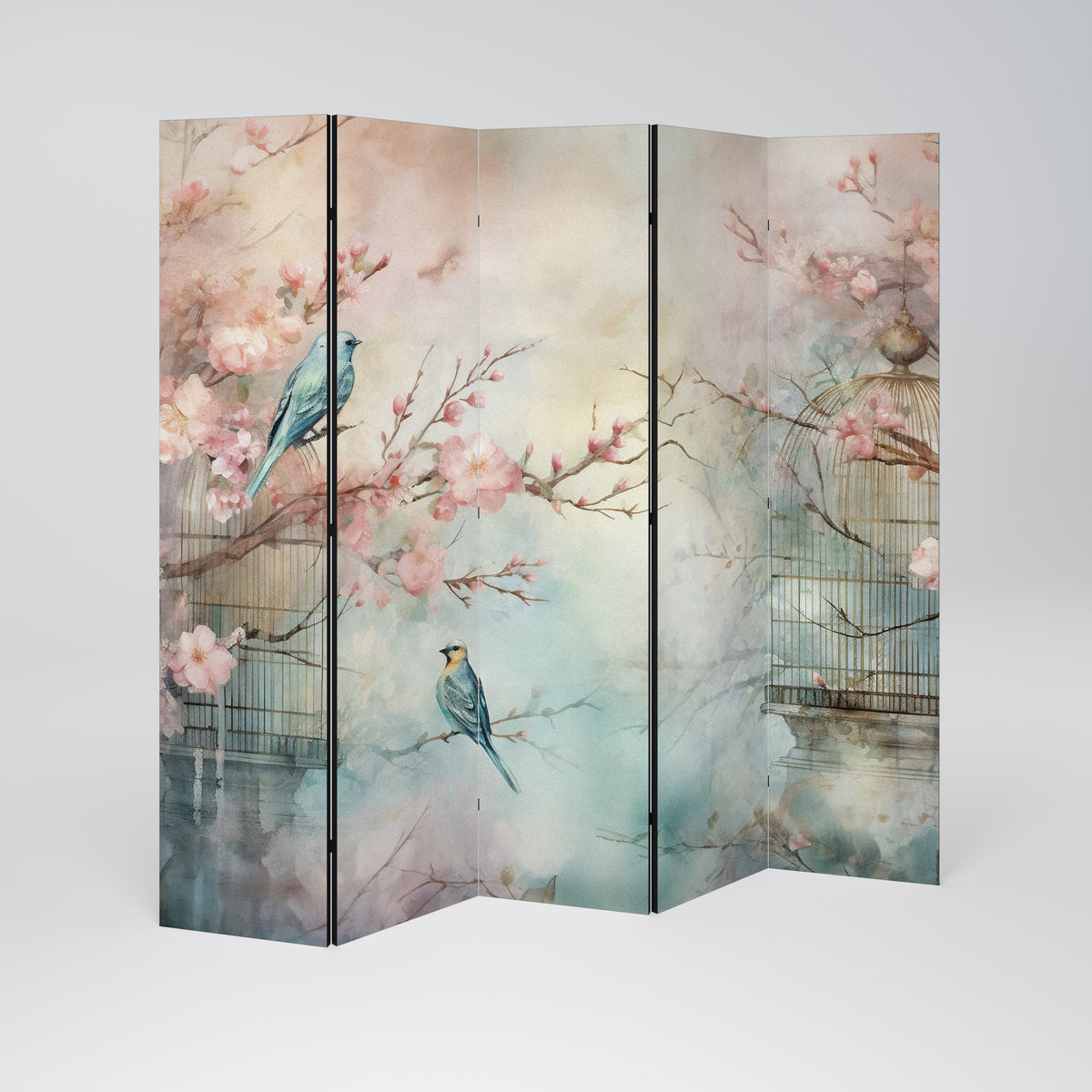 CHERRY BIRDSONG Paravento Decorativo a 5 Pannelli