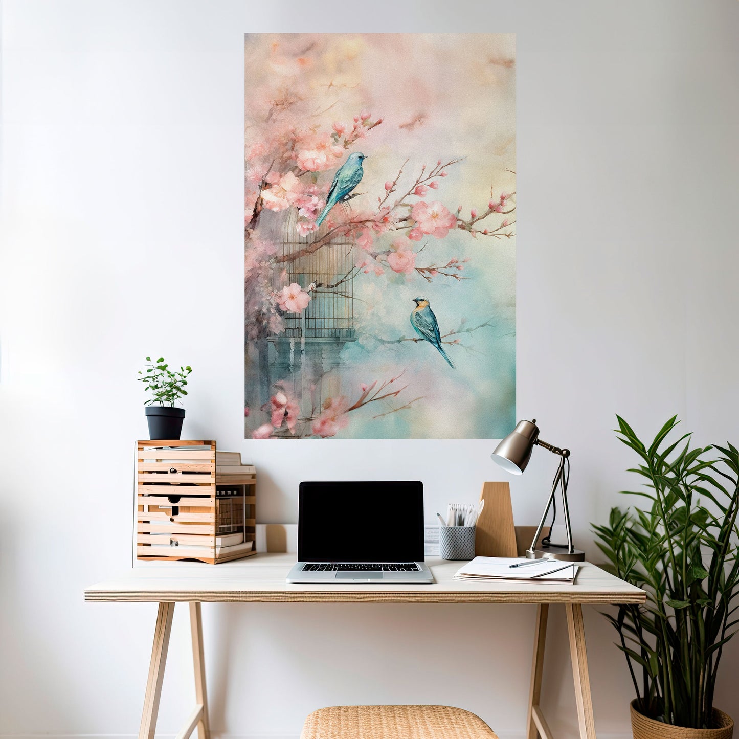 Poster verticale "CANTO DEGLI UCCELLI DI CILIEGIO" da staccare e attaccare