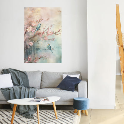 Poster verticale "CANTO DEGLI UCCELLI DI CILIEGIO" da staccare e attaccare