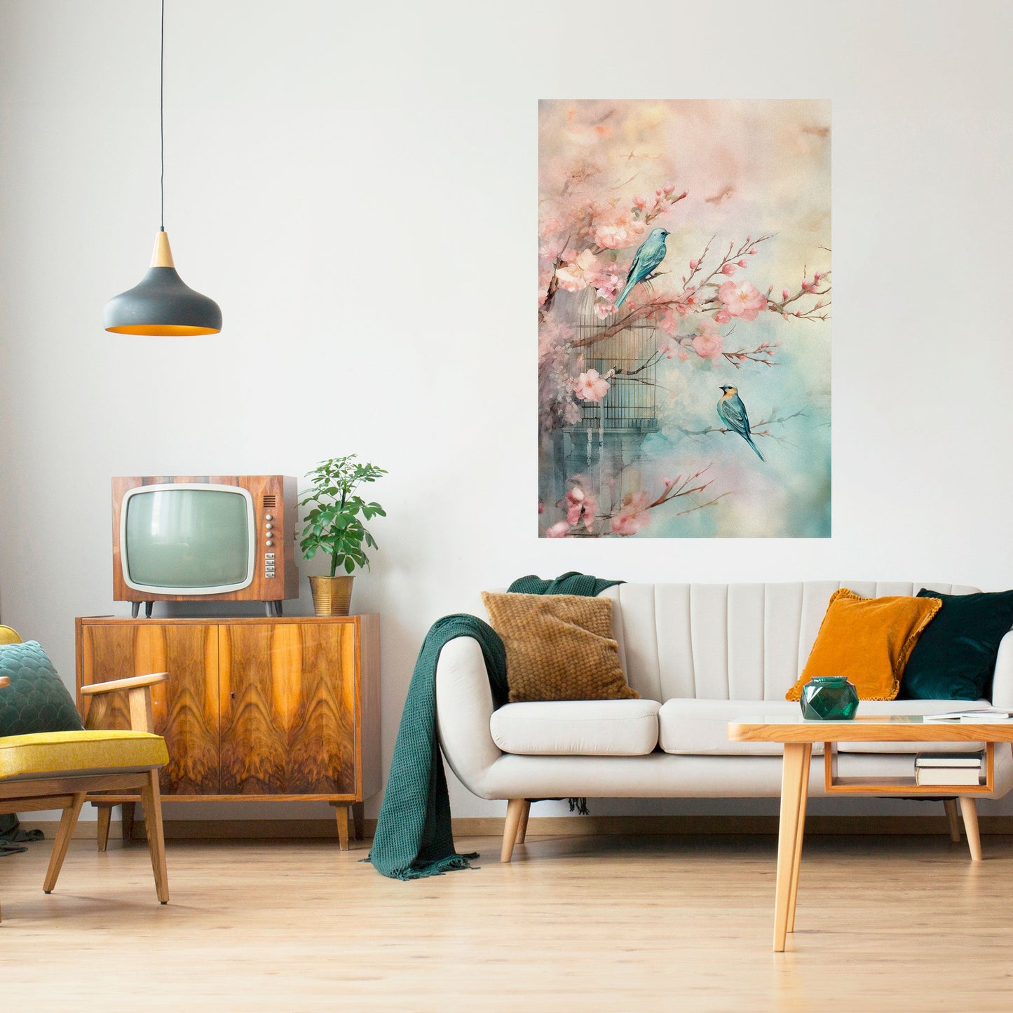Poster verticale "CANTO DEGLI UCCELLI DI CILIEGIO" da staccare e attaccare