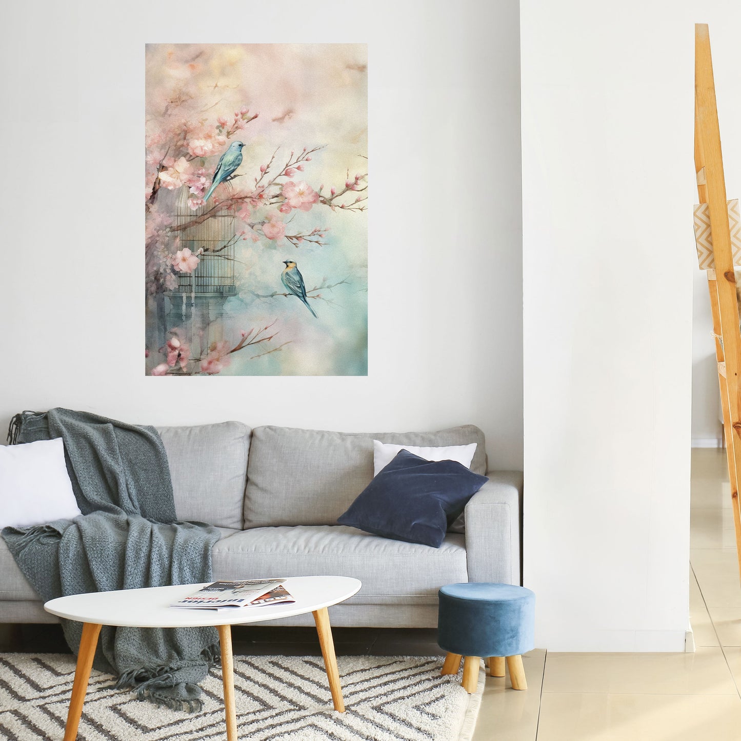 Poster verticale "CANTO DEGLI UCCELLI DI CILIEGIO" da staccare e attaccare