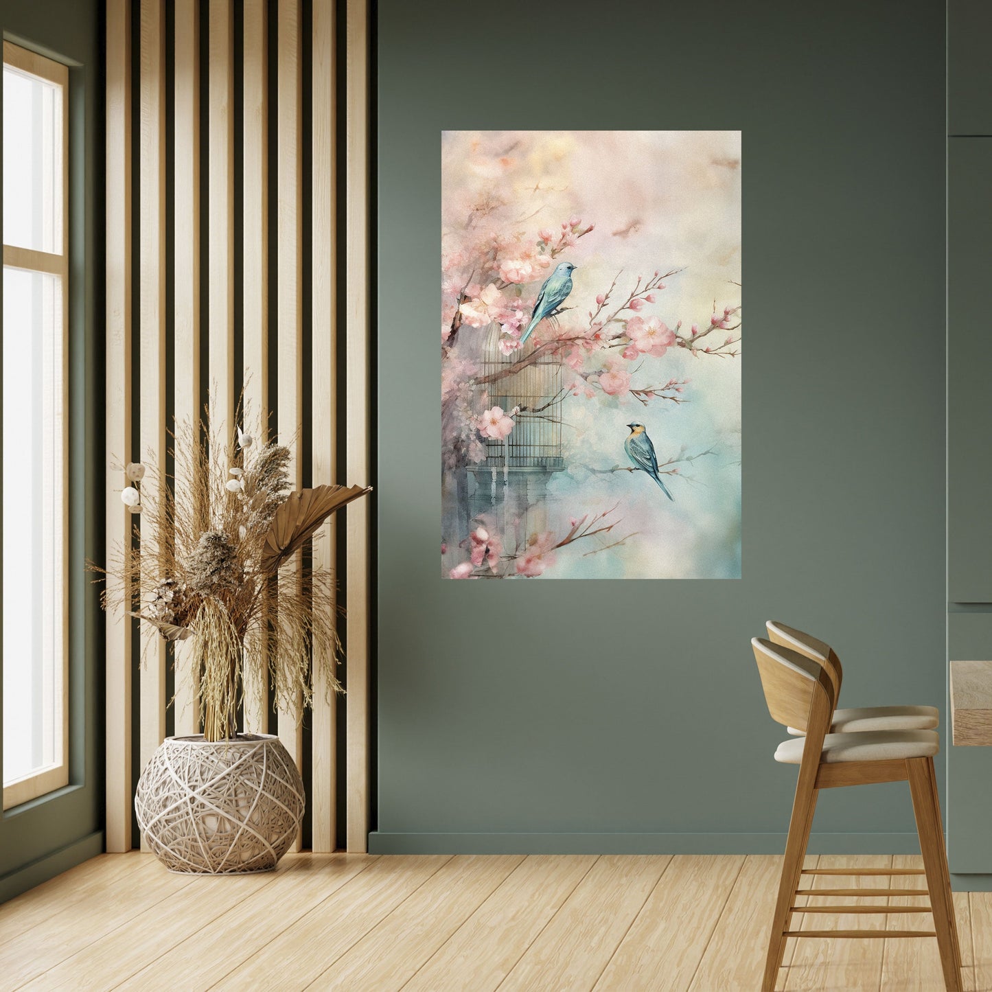 Poster verticale "CANTO DEGLI UCCELLI DI CILIEGIO" da staccare e attaccare