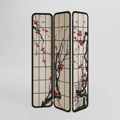 Divisorio per ambienti in compensato a 3 pannelli JAPANESE BLOSSOMS
