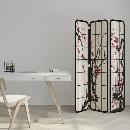 Divisorio per ambienti in compensato a 3 pannelli JAPANESE BLOSSOMS