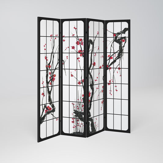 Divisorio decorativo per ambienti a 4 pannelli JAPANESE BLOSSOMS