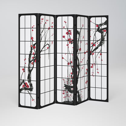 Divisorio decorativo per ambienti a 5 pannelli JAPANESE BLOSSOMS