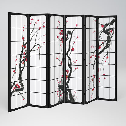 Divisorio decorativo per ambienti a 6 pannelli JAPANESE BLOSSOMS