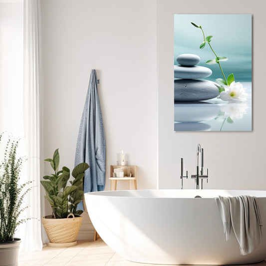 TRANQUIL STONE BALANCE Vertical Canvas Print