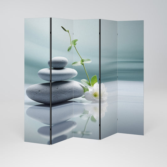 TRANQUIL STONE BALANCE Divisorio decorativo per ambienti a 5 pannelli