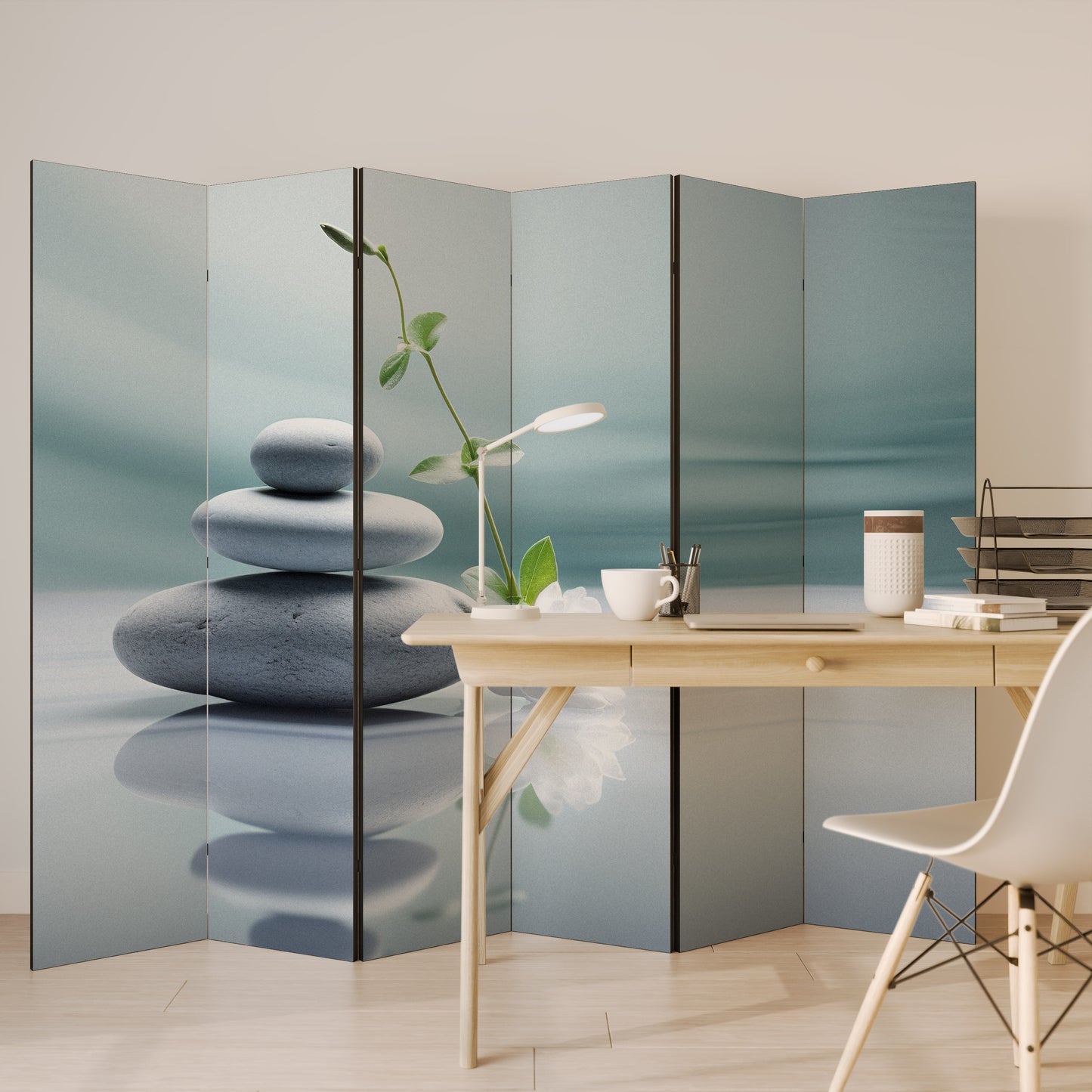 TRANQUIL STONE BALANCE Divisorio decorativo per ambienti a 6 pannelli