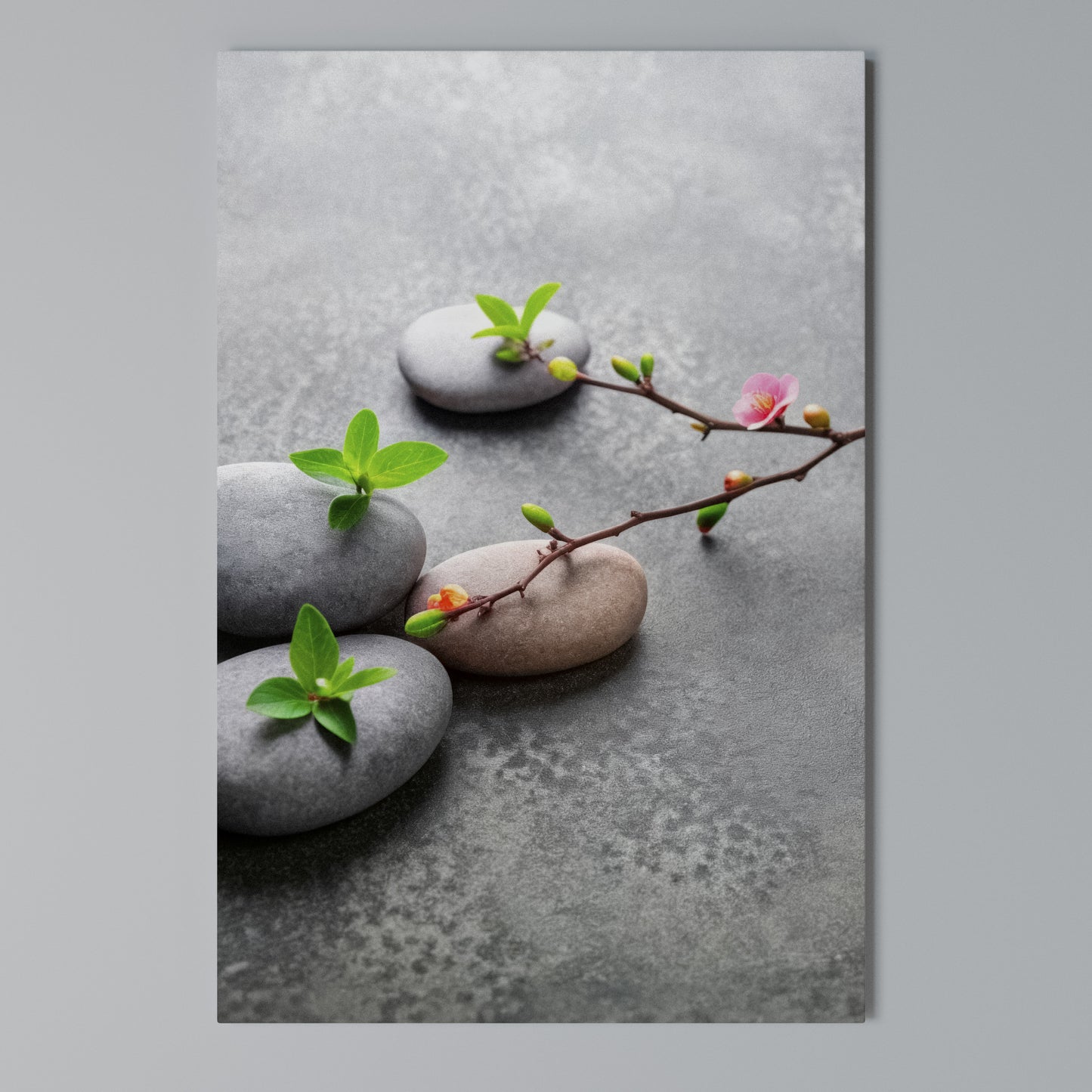 STONES AND BLOSSOMS Stampa su Tela Verticale