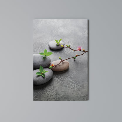 STONES AND BLOSSOMS Stampa su Tela Verticale