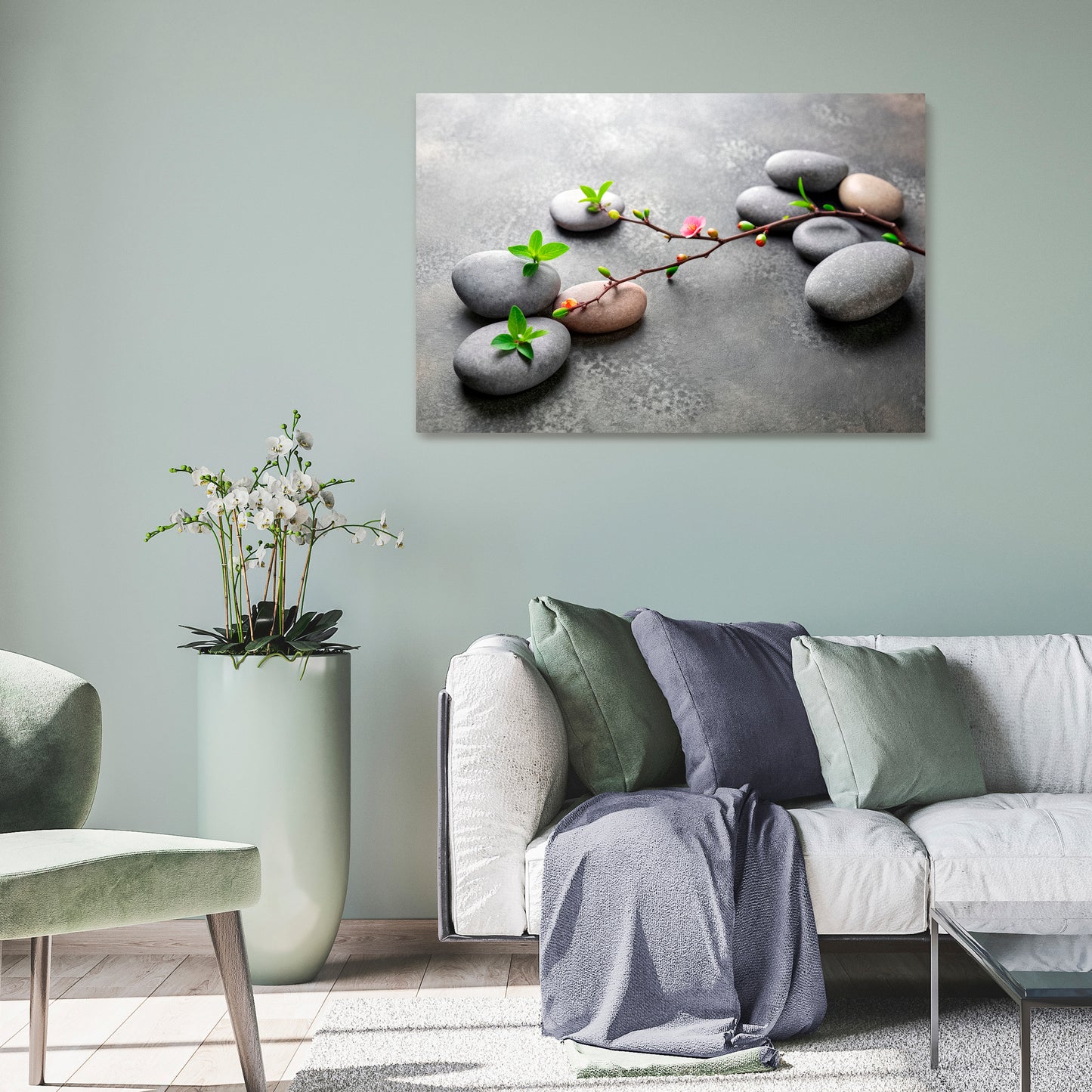 STONES AND BLOSSOMS Stampa su tela orizzontale
