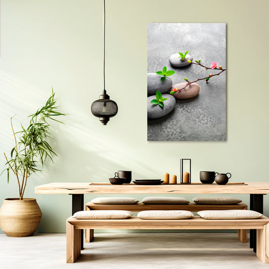 STONES AND BLOSSOMS Vertical Canvas Print