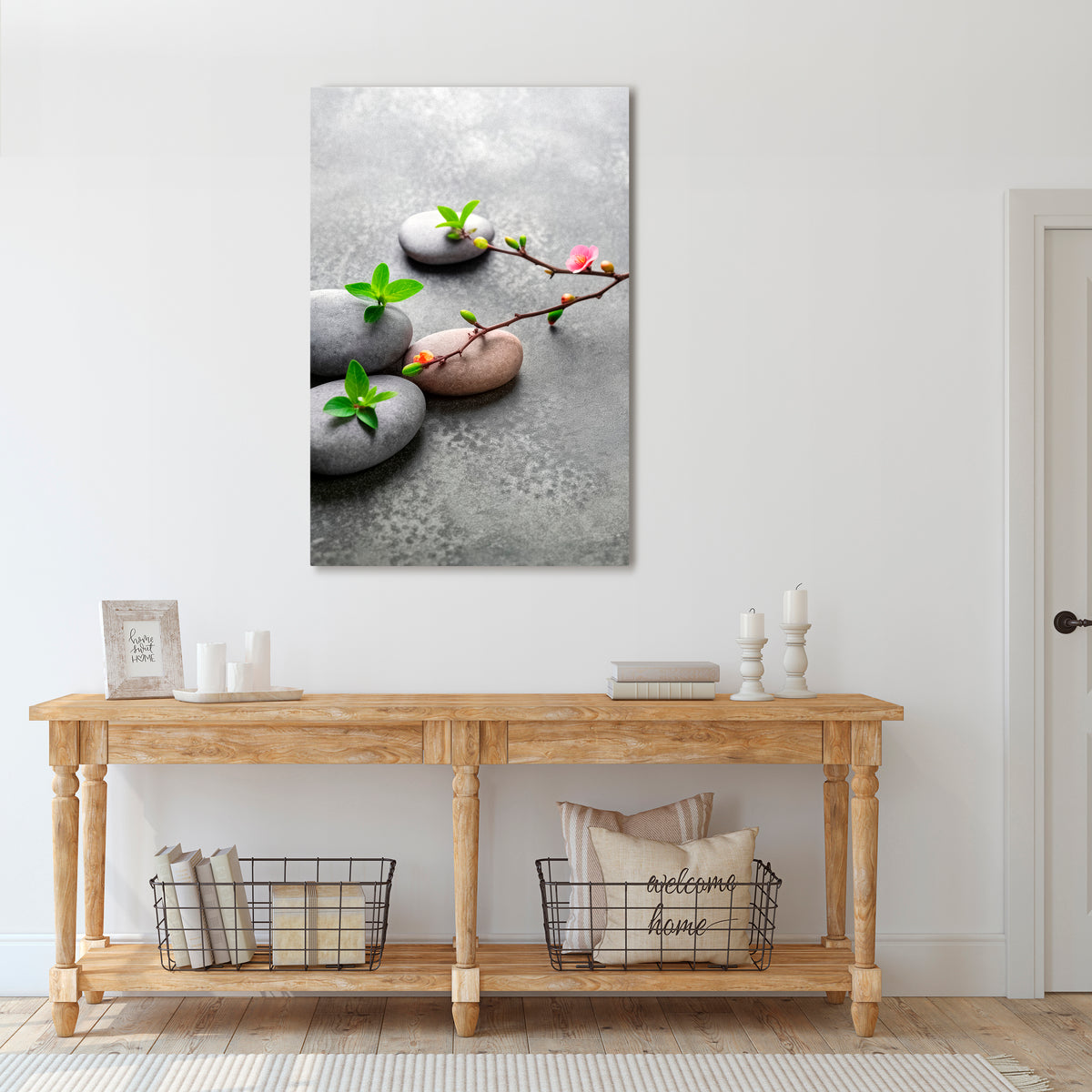 STONES AND BLOSSOMS Vertical Canvas Print