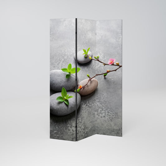 STONES AND BLOSSOMS Divisorio decorativo per ambienti a 3 pannelli