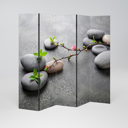 STONES AND BLOSSOMS Divisorio decorativo per ambienti a 5 pannelli