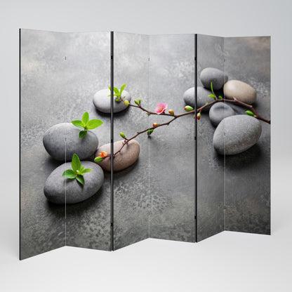 STONES AND BLOSSOMS Divisorio decorativo per ambienti a 6 pannelli