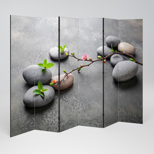 STONES AND BLOSSOMS Divisorio decorativo per ambienti a 6 pannelli
