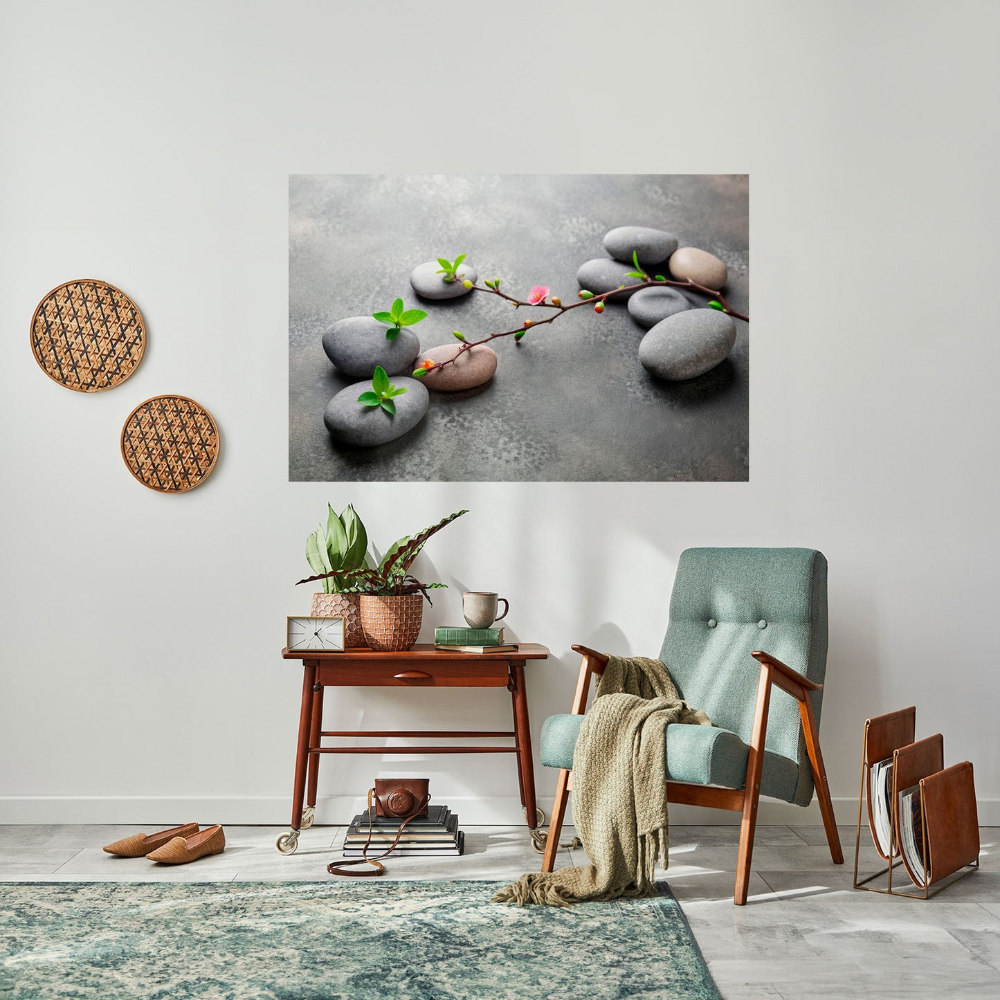 PIETRE E FIORI Poster orizzontale staccabile e attaccabile