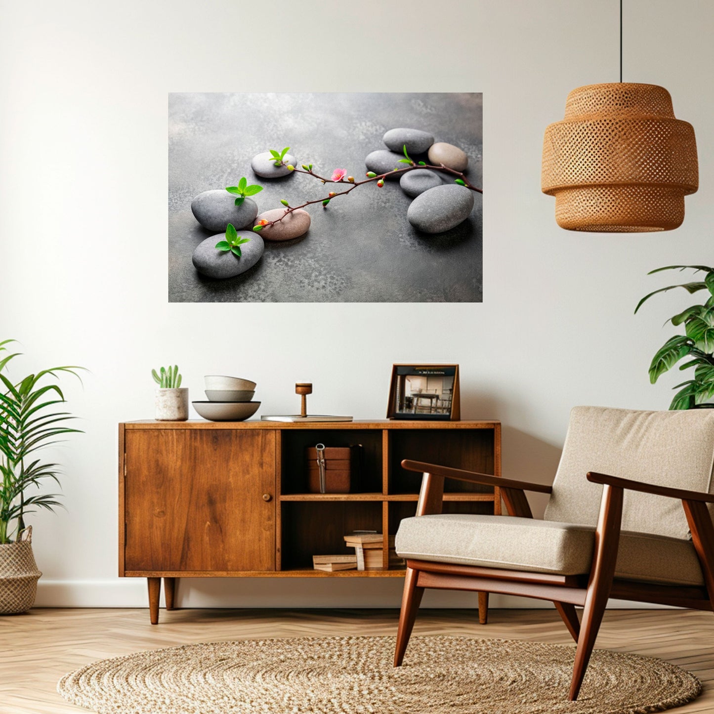 PIETRE E FIORI Poster orizzontale staccabile e attaccabile
