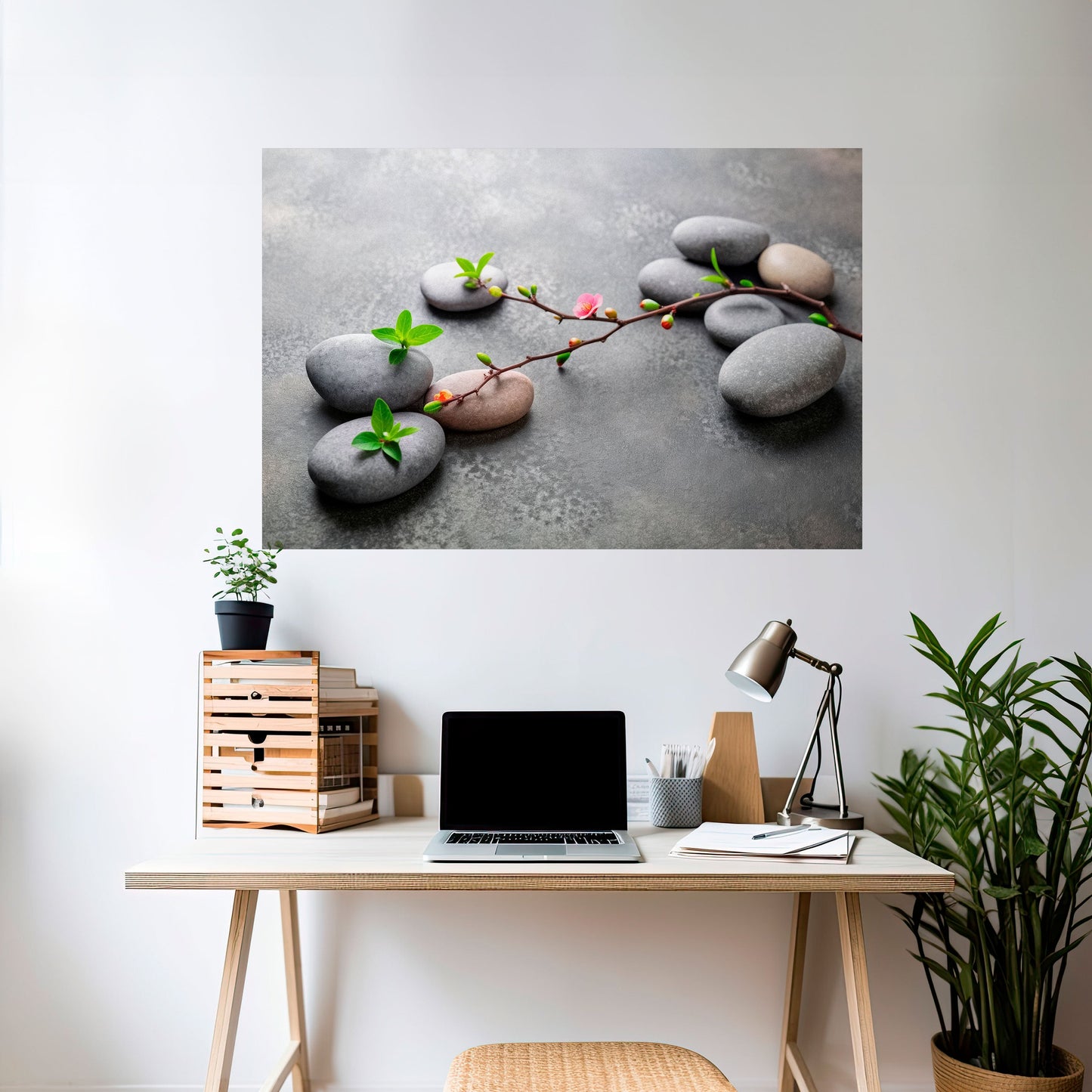 PIETRE E FIORI Poster orizzontale staccabile e attaccabile