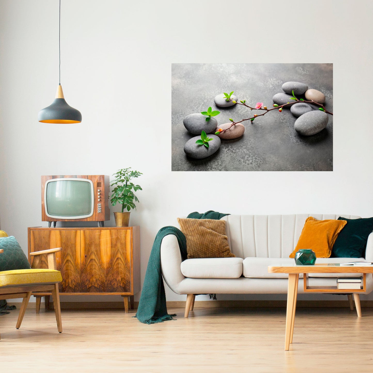 PIETRE E FIORI Poster orizzontale staccabile e attaccabile