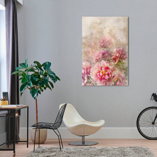 PEONY WHISPER Vertical Canvas Print