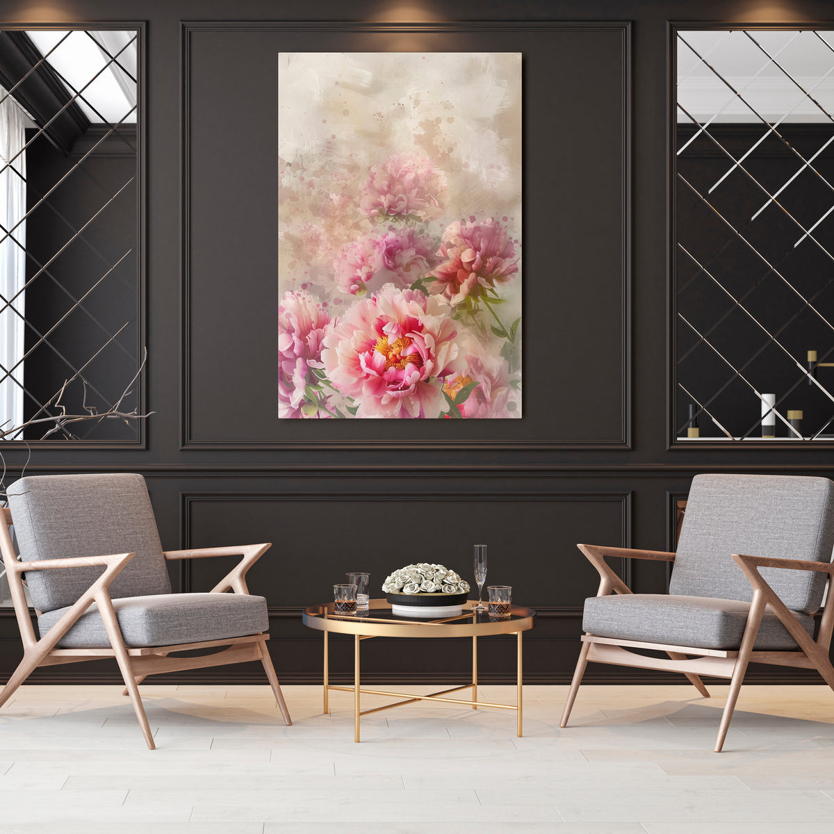 PEONY WHISPER Stampa su tela verticale