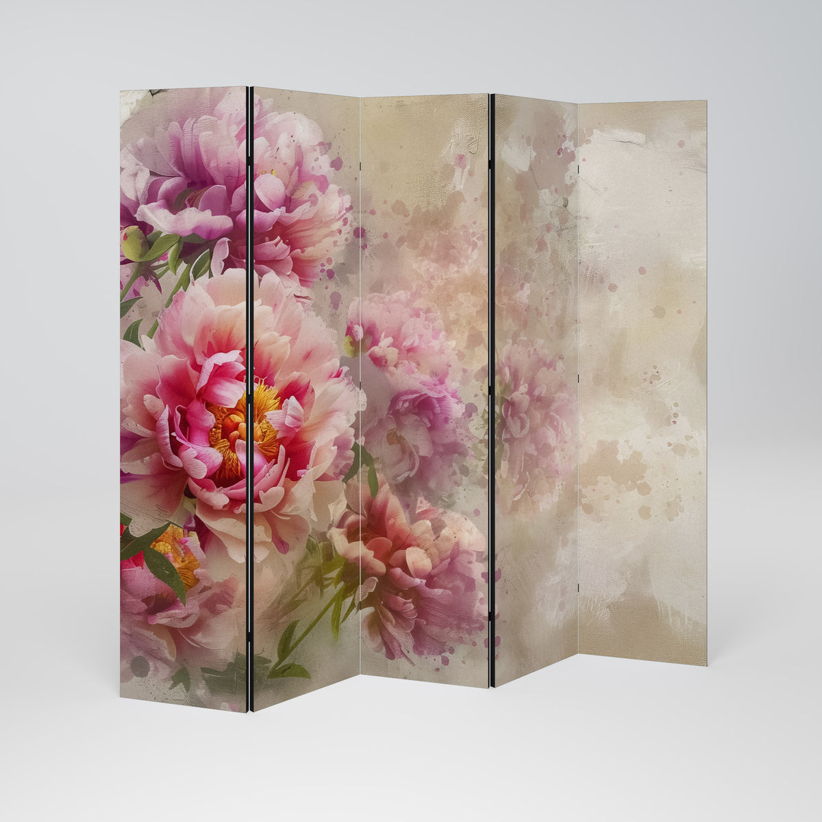 PEONY WHISPER Decorative 5-Panel Room Divider