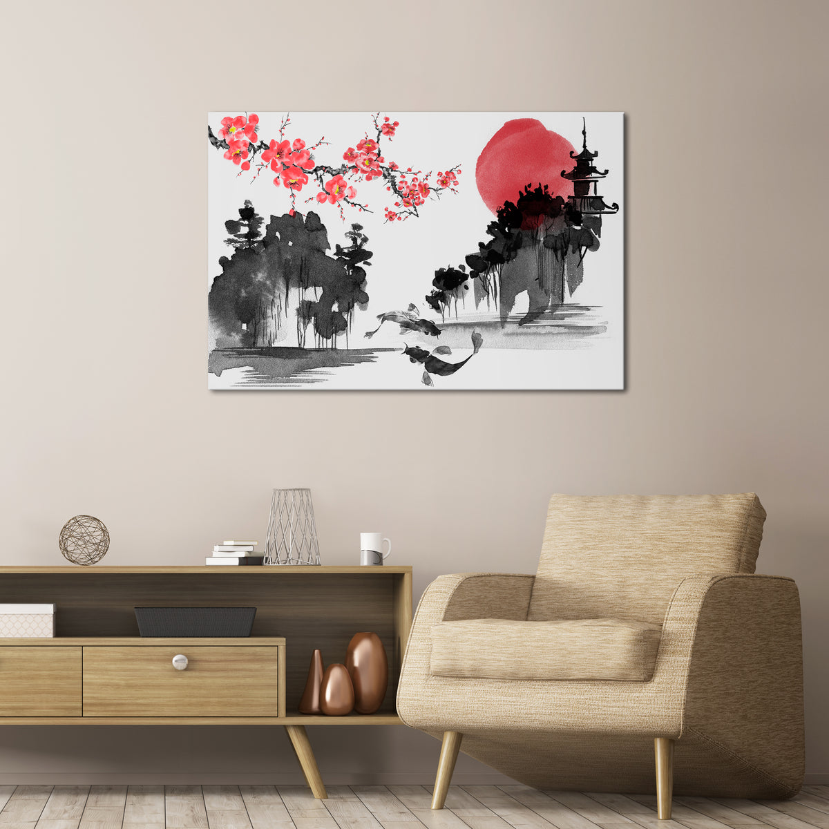 CHERRY SHADOWS Stampa su tela orizzontale
