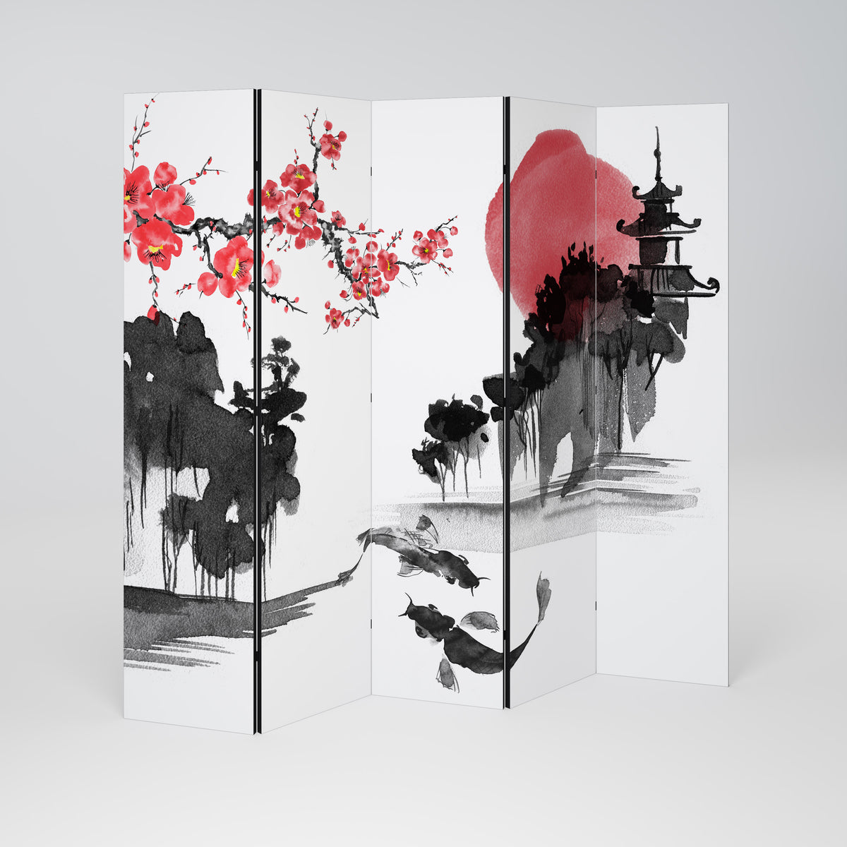 CHERRY SHADOWS Decorative 5-Panel Room Divider