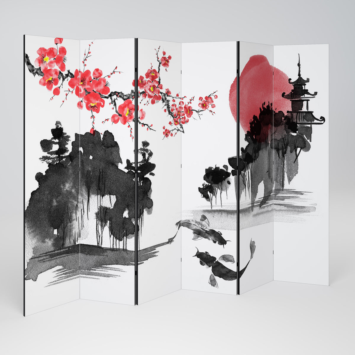 CHERRY SHADOWS Paravento Decorativo a 6 Pannelli