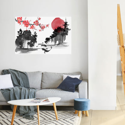 Poster orizzontale staccabile e attaccabile CHERRY SHADOWS