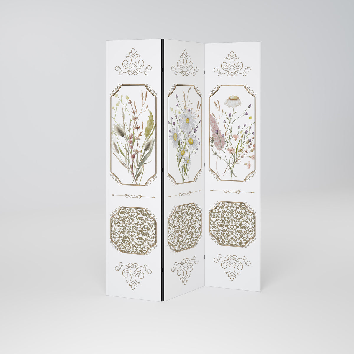 ELEGANT BOTANICAL TAPESTRY Decorative 3-Panel Room Divider