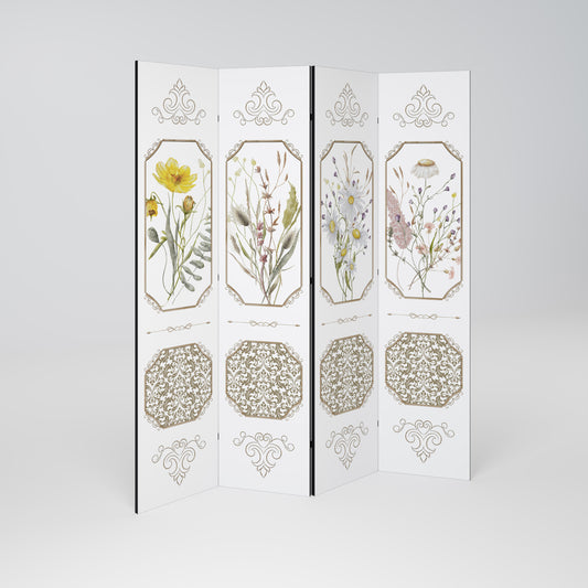 ELEGANTE ARAZZO BOTANICO Divisorio decorativo per ambienti a 4 pannelli